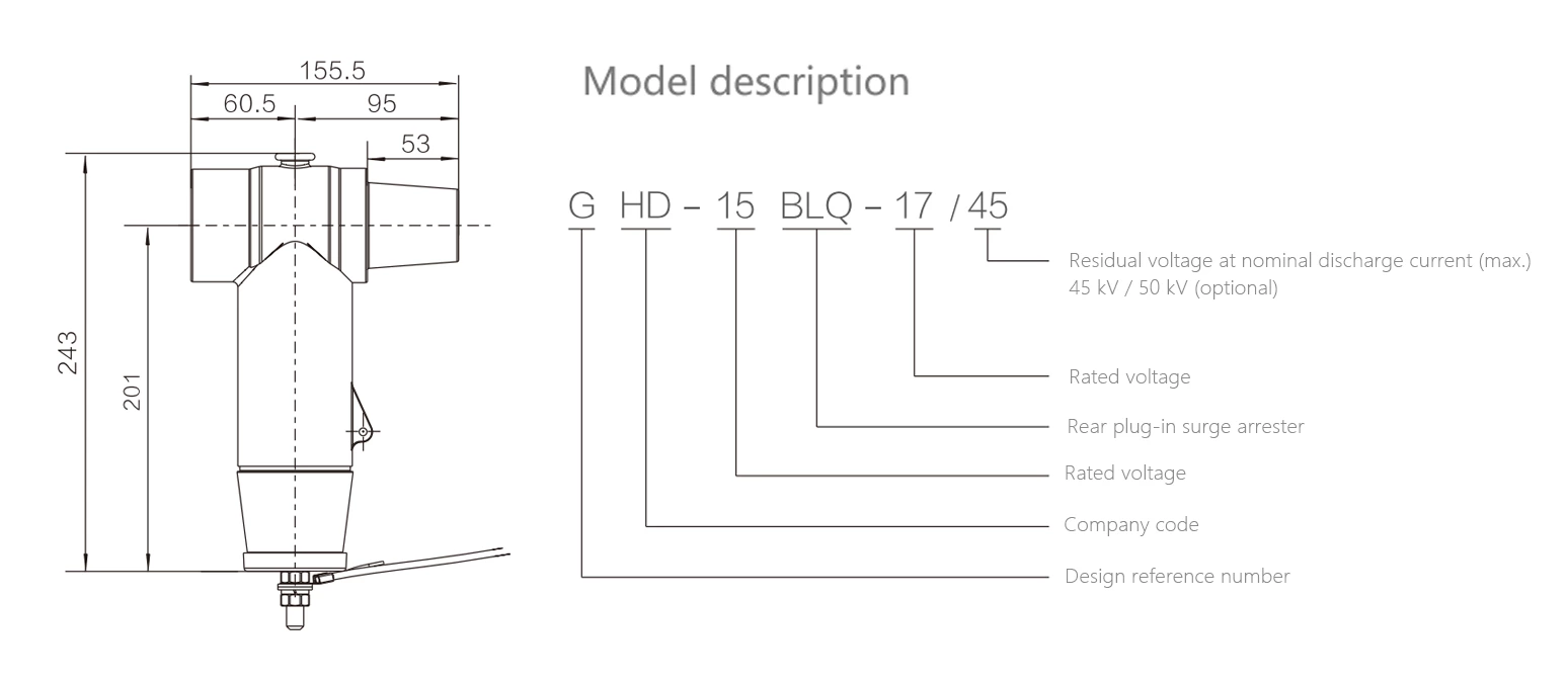 15 kV Screened Rear Plug-in Arrester