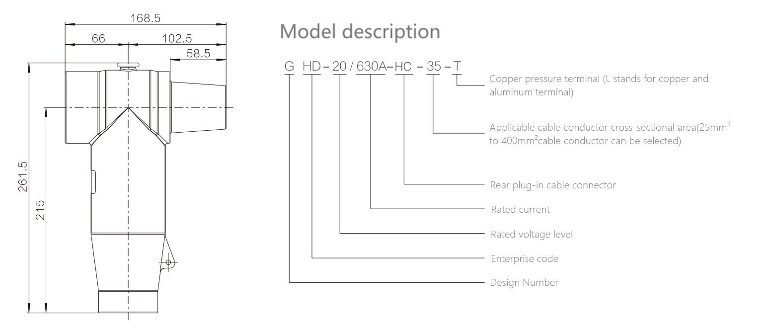 18/20 kV,630 A Rear Plug-in Cable Connector