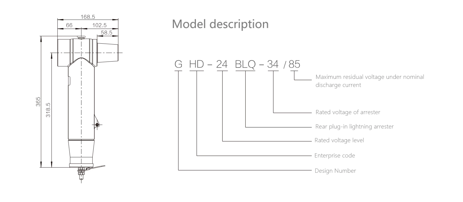 24 kV Shielded Rear Plug-in Surge Arrester