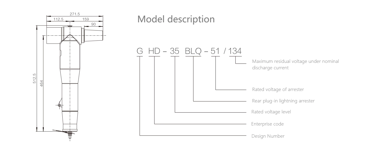 35 kV Shielded Rear Plug-in Arrester